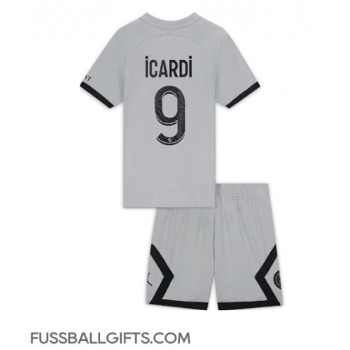 Paris Saint-Germain Mauro Icardi #9 Fußballbekleidung Auswärtstrikot Kinder 2022-23 Kurzarm (+ kurze hosen)